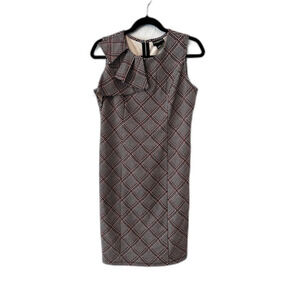 liz claiborne career dress professional modest jackie o red black tartan Small